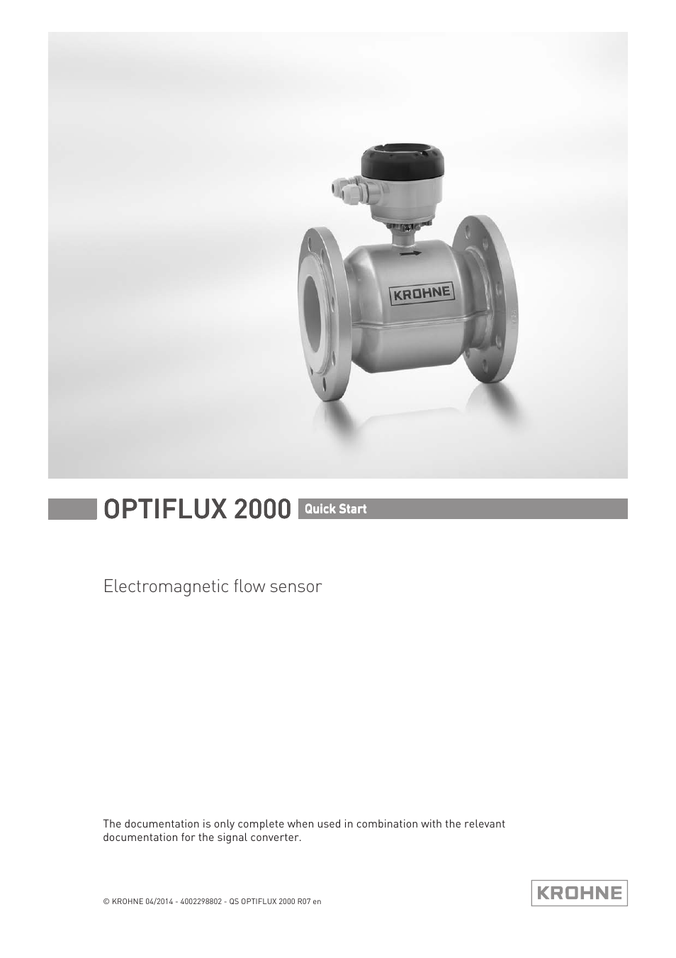 KROHNE OPTIFLUX 2000 Quickstart EN User Manual | 24 pages