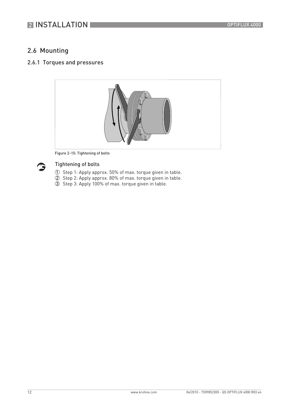 Installation, 6 mounting | KROHNE OPTIFLUX 4000 Quickstart EN User Manual | Page 12 / 24