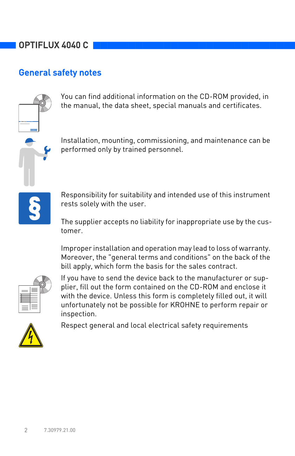 Optiflux 4040 c | KROHNE OPTIFLUX 4040C Quickstart EN User Manual | Page 2 / 16