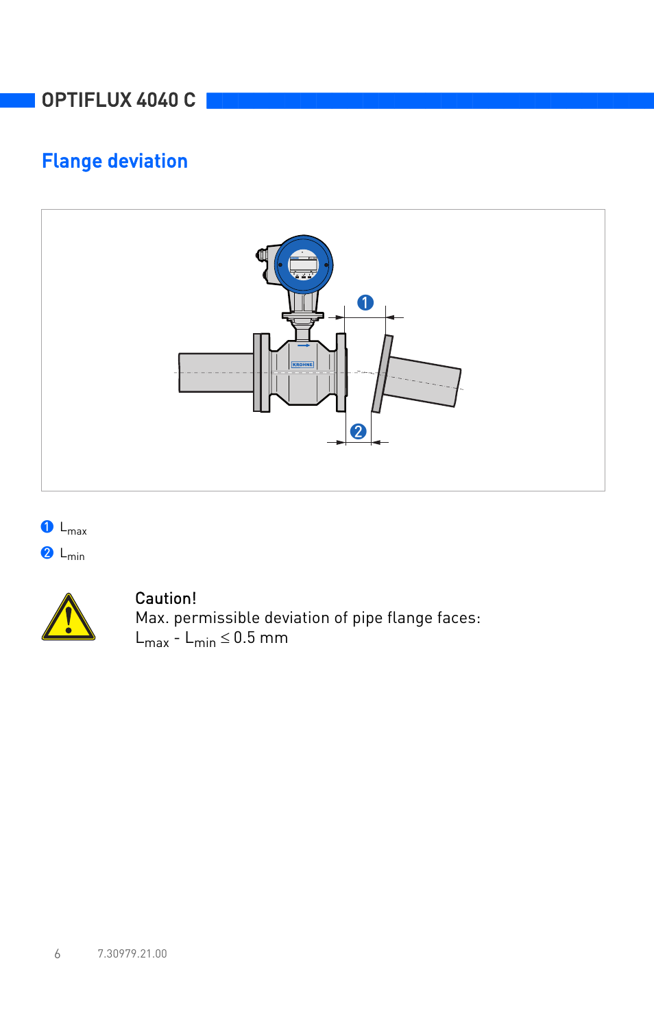 Optiflux 4040 c, Flange deviation | KROHNE OPTIFLUX 4040C Quickstart EN User Manual | Page 6 / 16