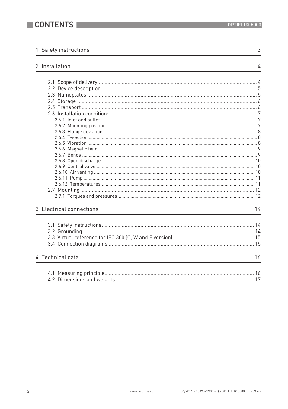 KROHNE OPTIFLUX 5000 Flange Quickstart EN User Manual | Page 2 / 20