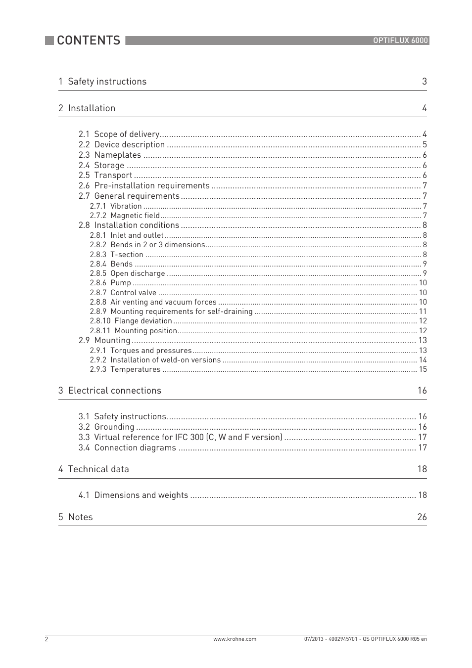 KROHNE OPTIFLUX 6000 Quickstart EN User Manual | Page 2 / 28