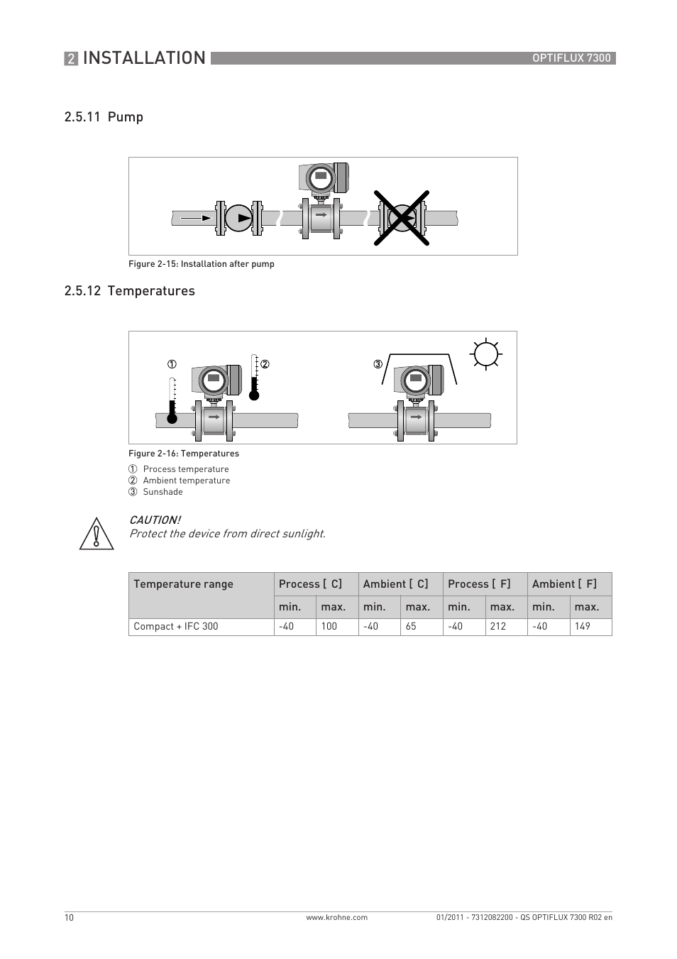 Installation | KROHNE OPTIFLUX 7300 Quickstart EN User Manual | Page 10 / 24