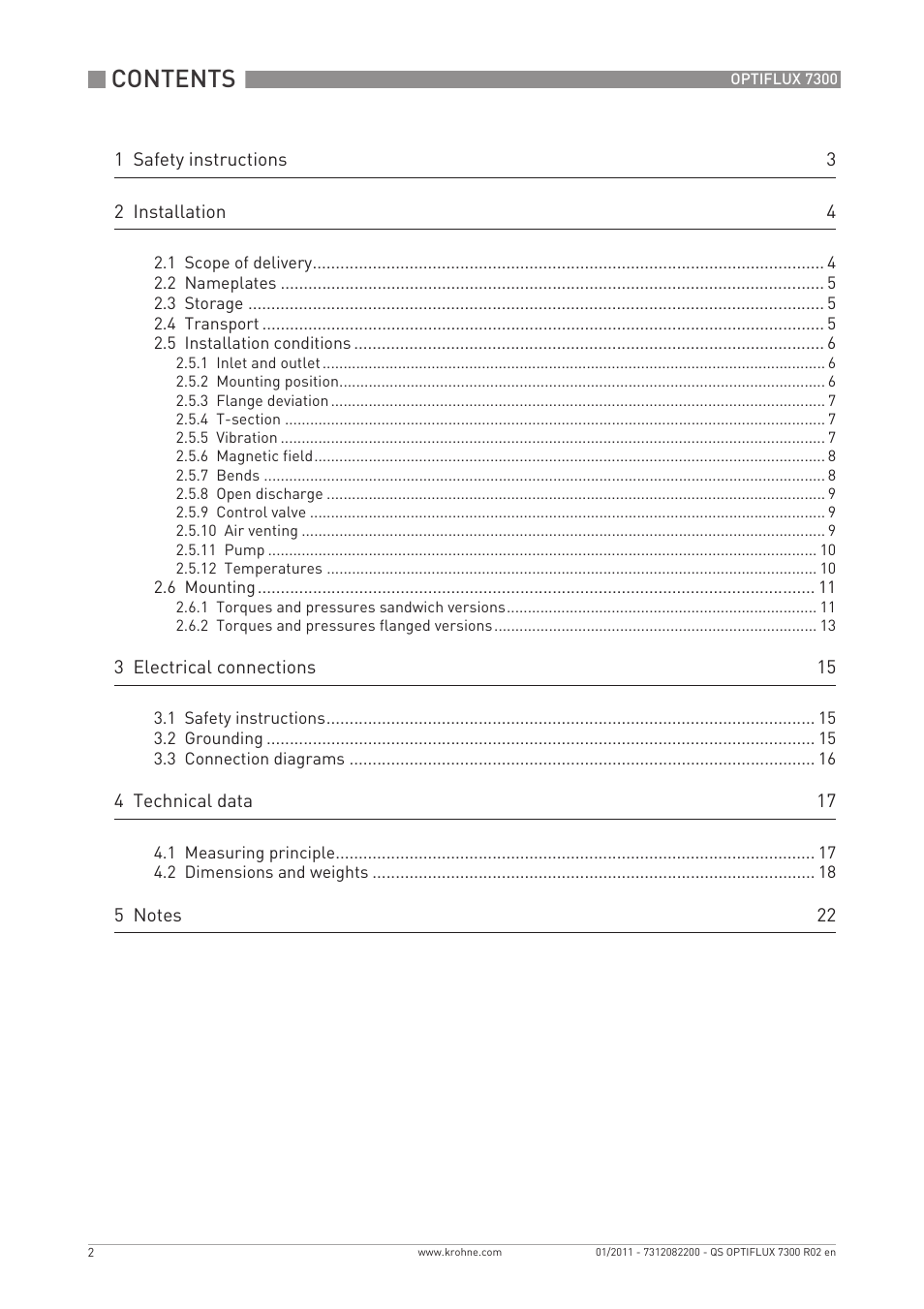 KROHNE OPTIFLUX 7300 Quickstart EN User Manual | Page 2 / 24