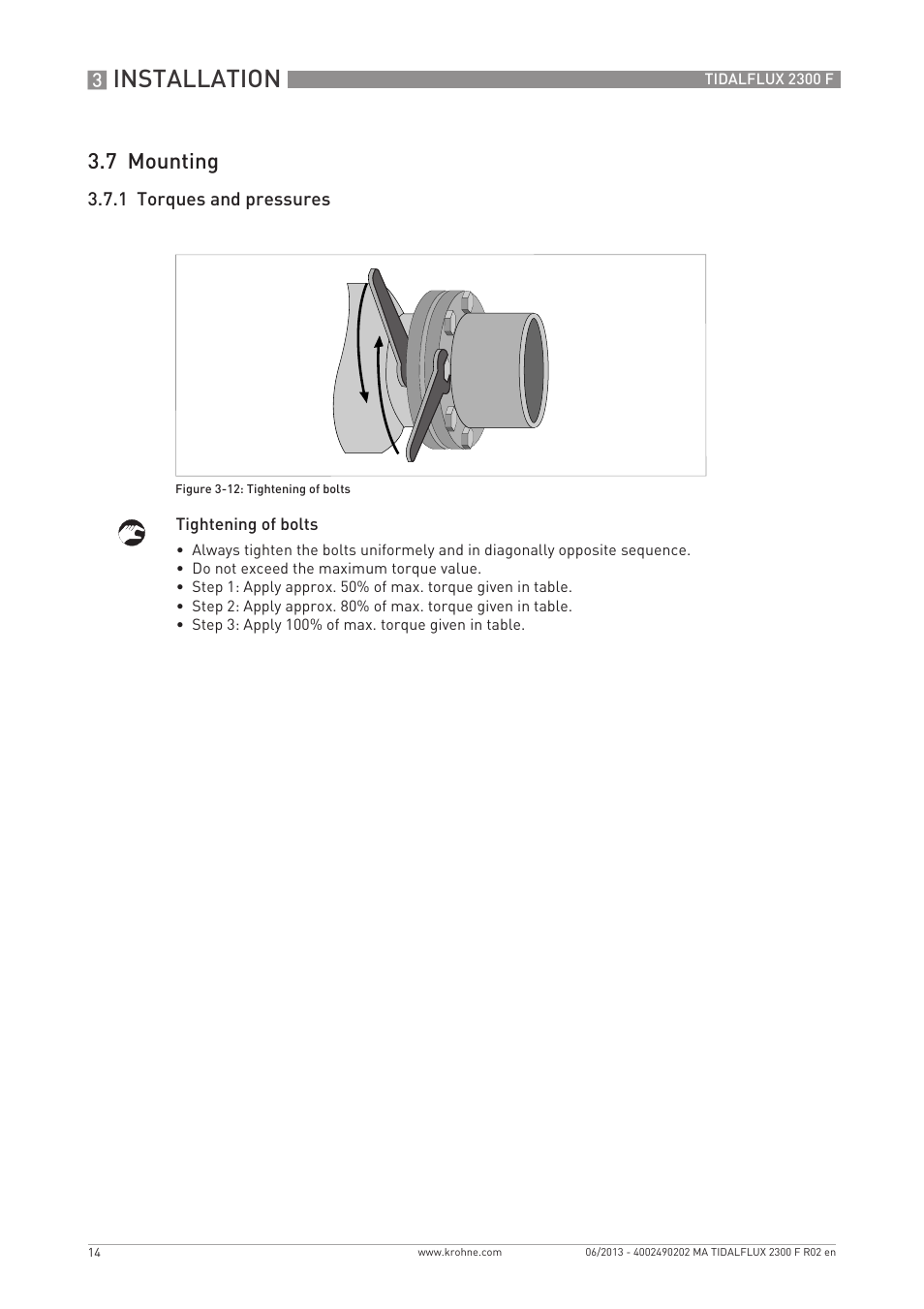 Installation, 7 mounting | KROHNE TIDALFLUX 2300 F EN User Manual | Page 14 / 44