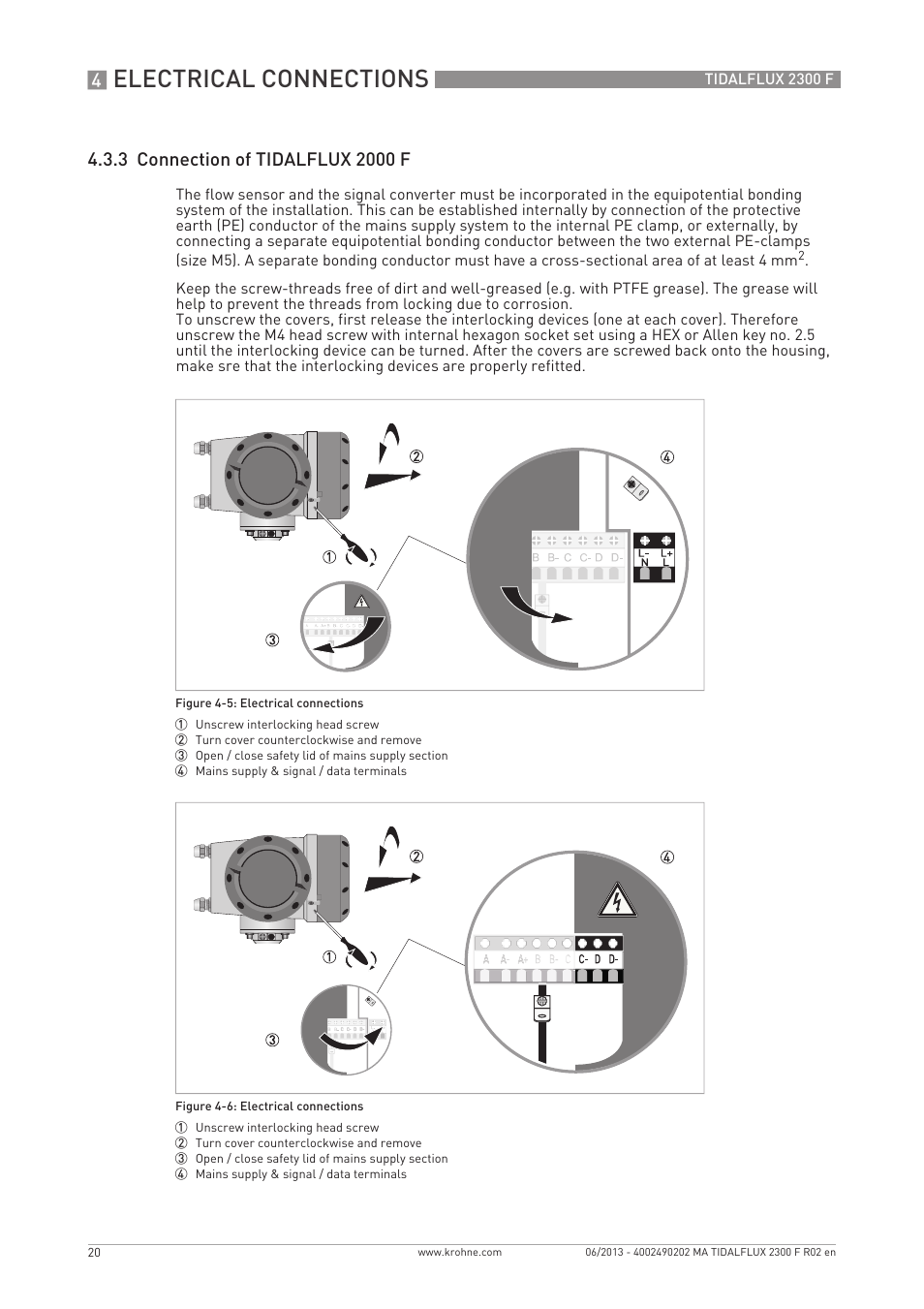 Electrical connections | KROHNE TIDALFLUX 2300 F EN User Manual | Page 20 / 44