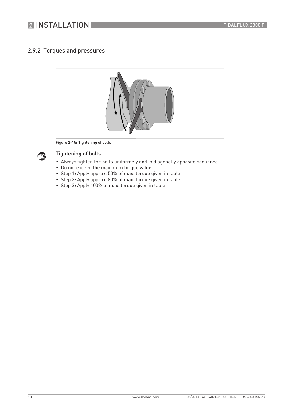 Installation | KROHNE TIDALFLUX 2300 F Quickstart EN User Manual | Page 10 / 24