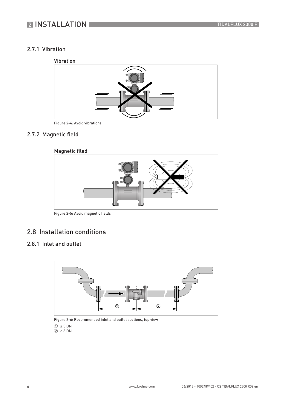 Qs_tidalflux 2300_en_130613_4002489402_r02, Installation, 8 installation conditions | KROHNE TIDALFLUX 2300 F Quickstart EN User Manual | Page 6 / 24