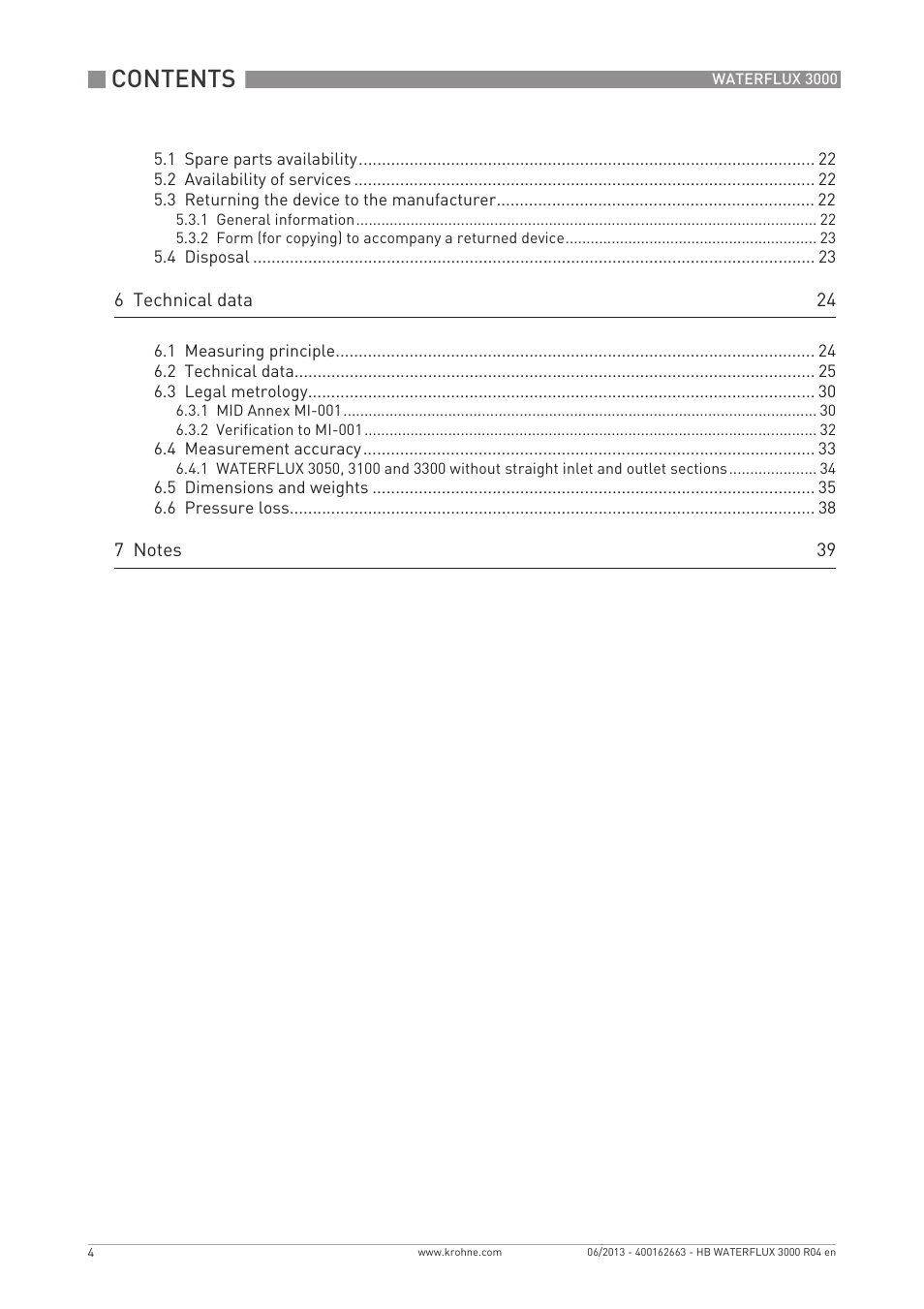 KROHNE WATERFLUX 3000 EN User Manual | Page 4 / 40