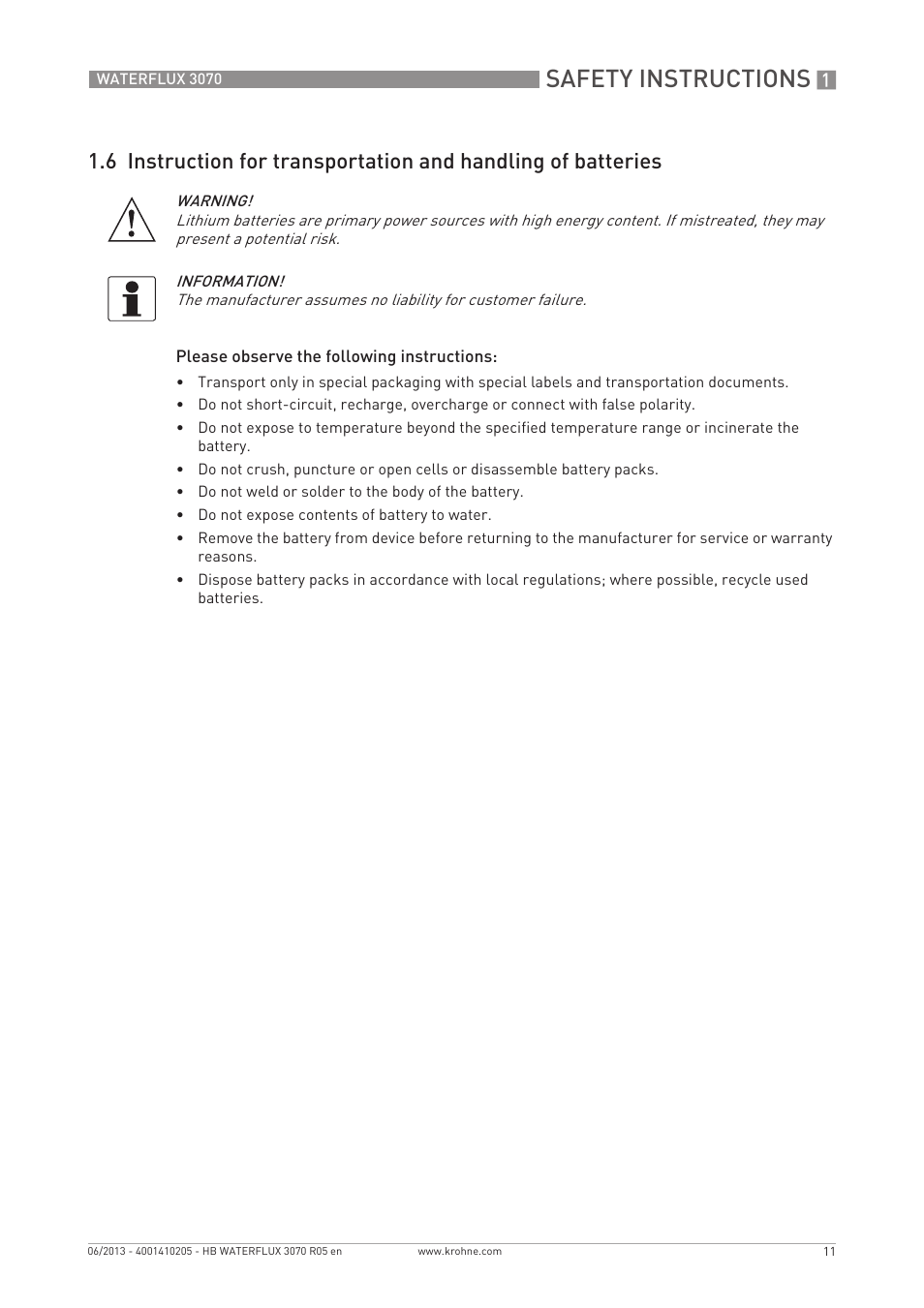 Safety instructions | KROHNE WATERFLUX 3070 EN User Manual | Page 11 / 80