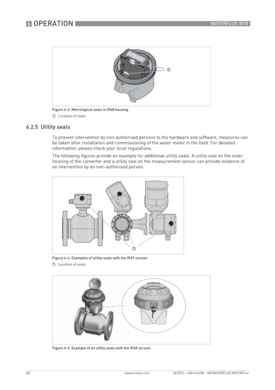 Operation, 5 utility seals | KROHNE WATERFLUX 3070 EN User Manual | Page 40 / 80