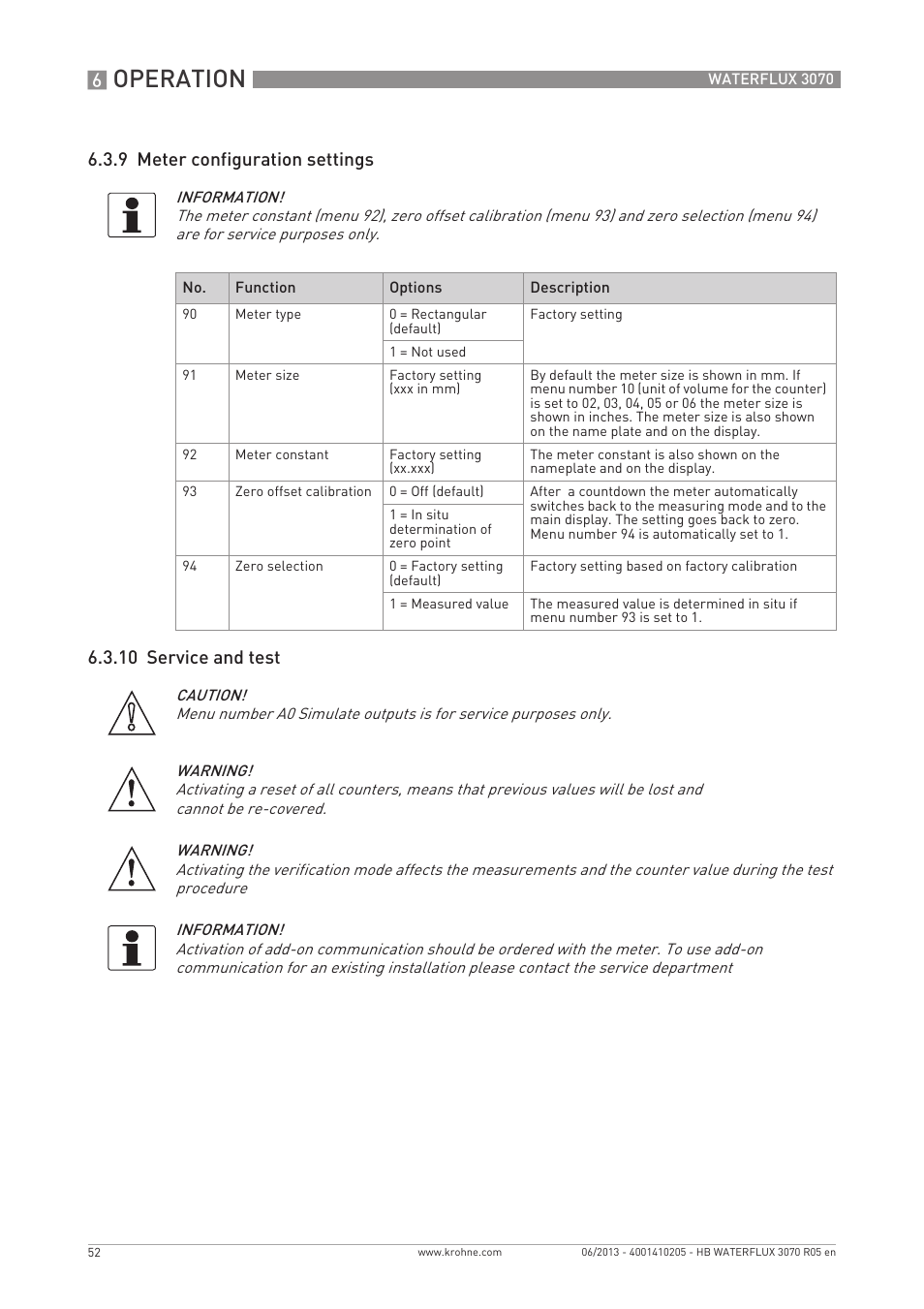 Operation | KROHNE WATERFLUX 3070 EN User Manual | Page 52 / 80