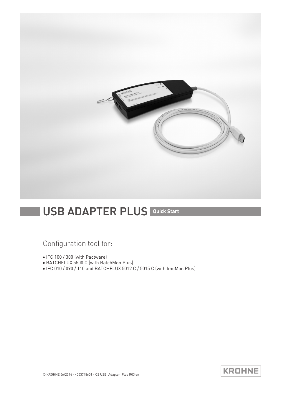 KROHNE USB ADAPTER PLUS EMF EN User Manual | 16 pages