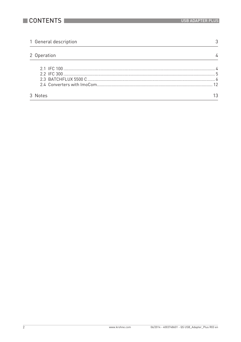 KROHNE USB ADAPTER PLUS EMF EN User Manual | Page 2 / 16