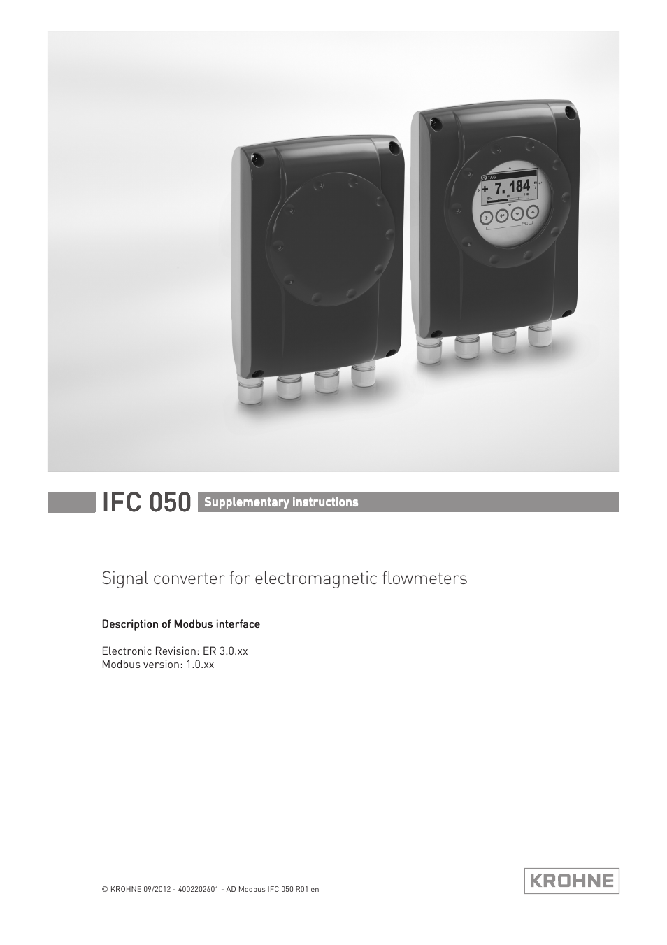 KROHNE IFC 050 Converter Modbus EN User Manual | 20 pages