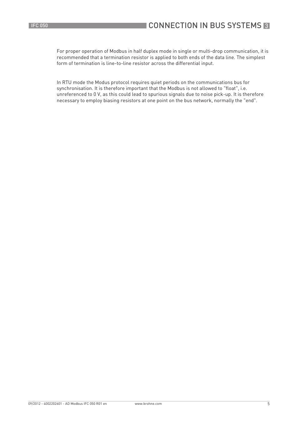 Connection in bus systems | KROHNE IFC 050 Converter Modbus EN User Manual | Page 5 / 20