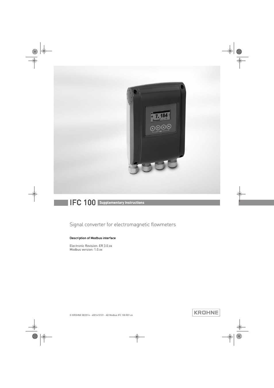 KROHNE IFC 100 Converter Modbus EN User Manual | 20 pages