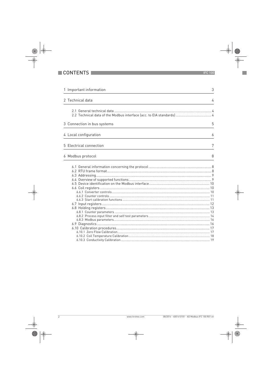 KROHNE IFC 100 Converter Modbus EN User Manual | Page 2 / 20