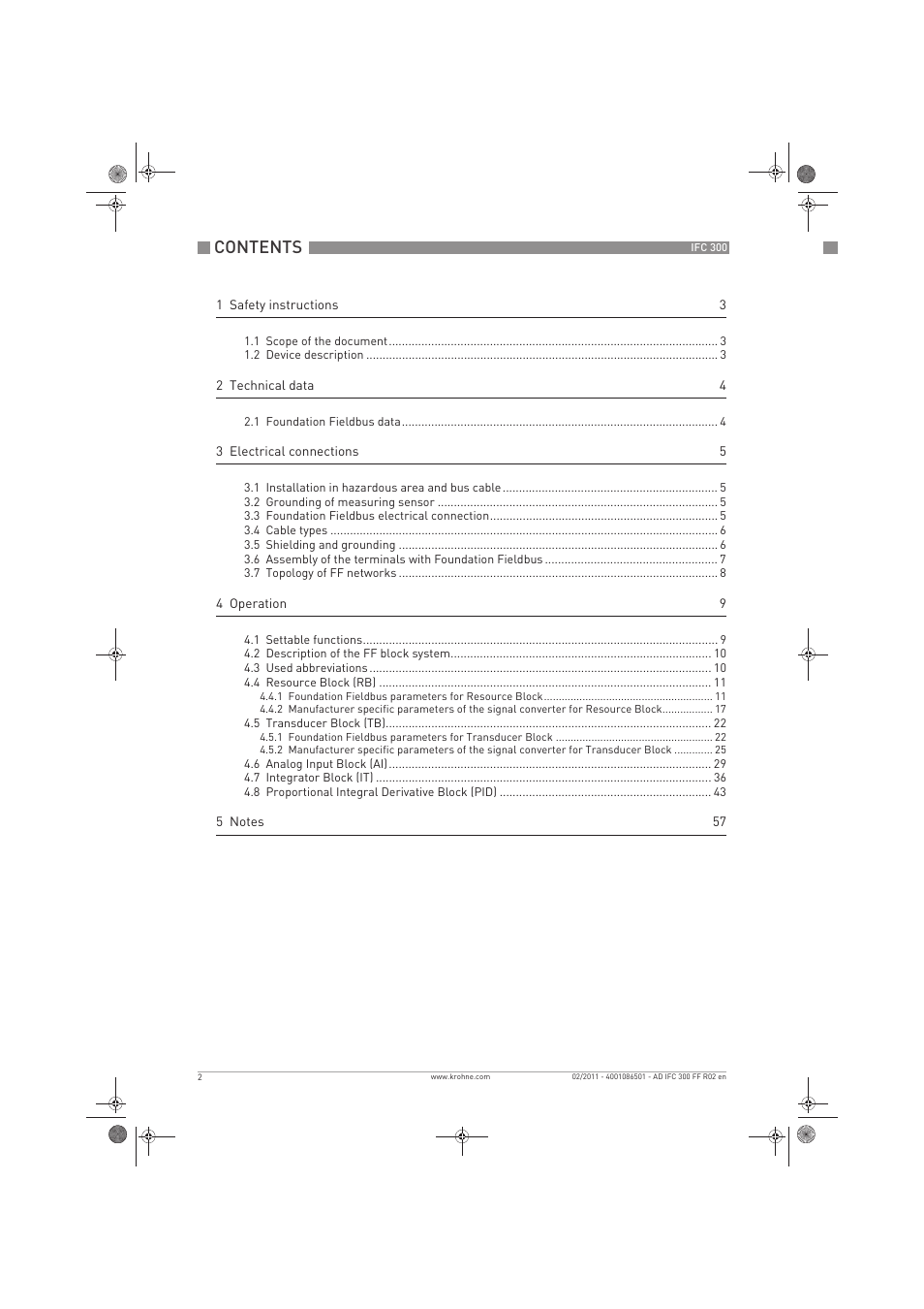 KROHNE IFC 300 Converter FOUNDATION FIELDBUS EN User Manual | Page 2 / 60