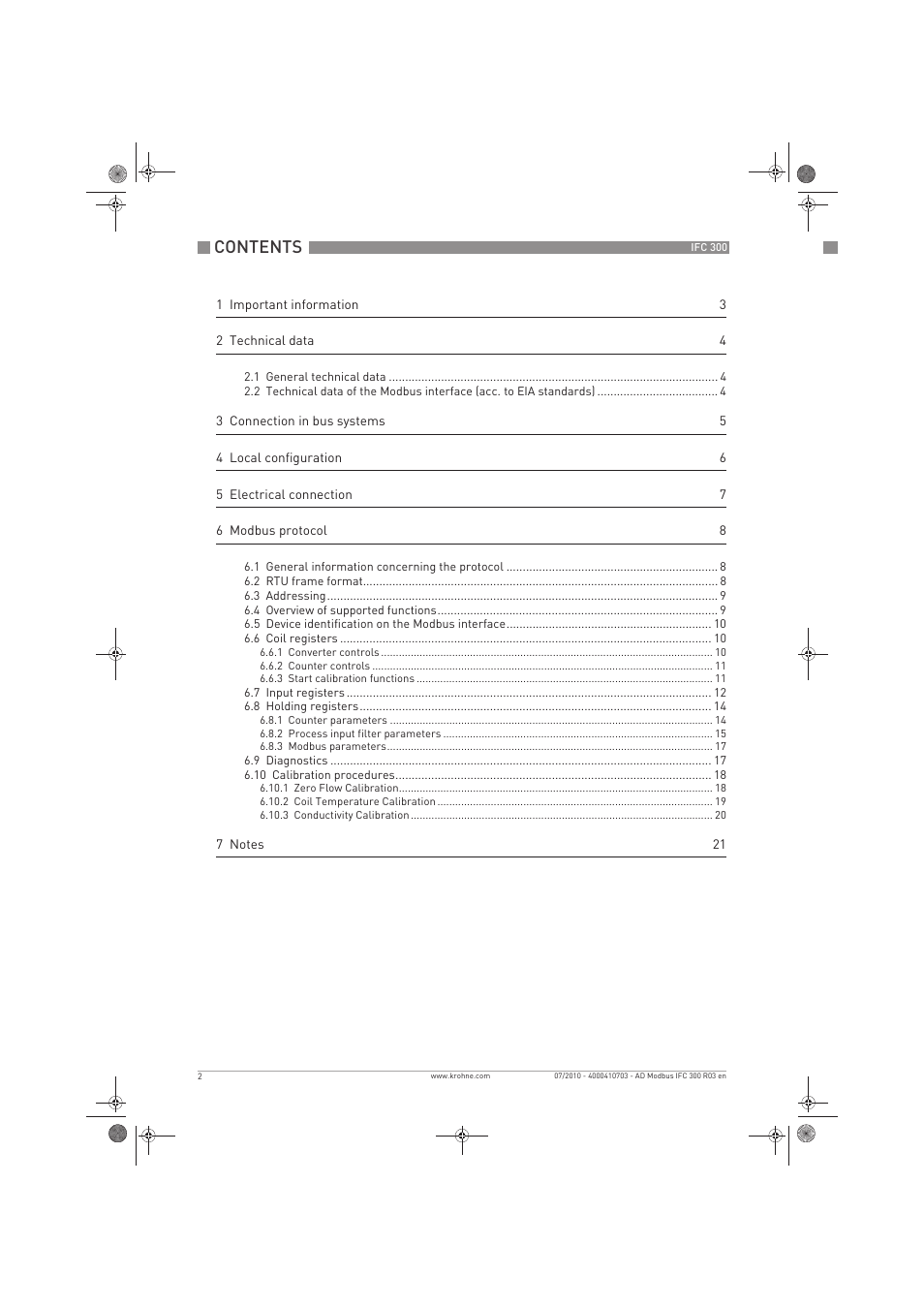 KROHNE IFC 300 Converter Modbus EN User Manual | Page 2 / 24