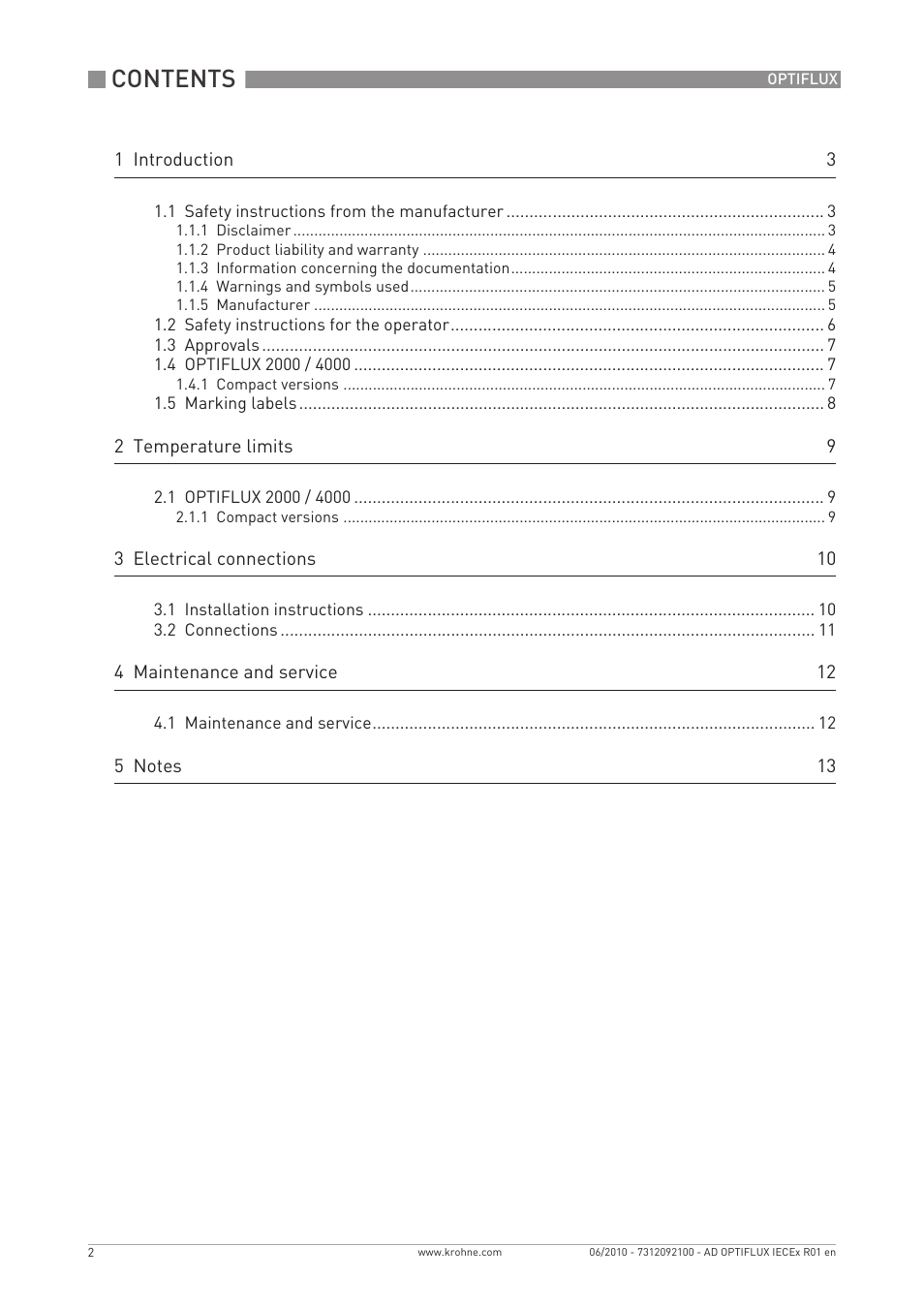 KROHNE OPTIFLUX 2000-4000 IECEx EN User Manual | Page 2 / 16