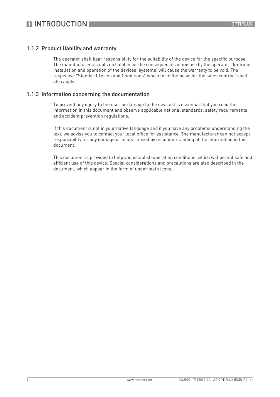 Introduction | KROHNE OPTIFLUX 2000-4000 IECEx EN User Manual | Page 4 / 16