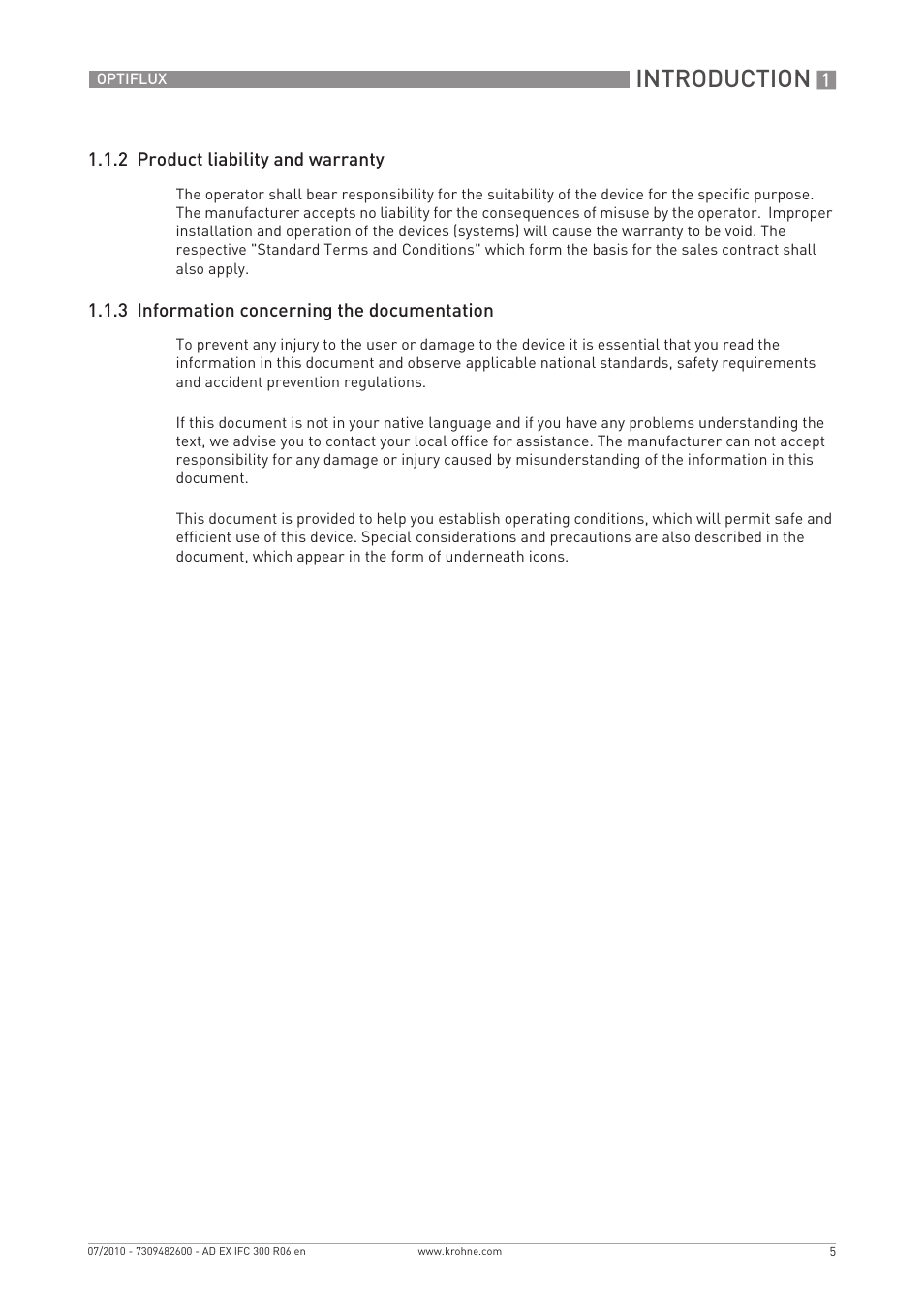 Introduction | KROHNE OPTIFLUX 2000-4000-5000-6000-7300-IFC 300 Ex EN User Manual | Page 5 / 40