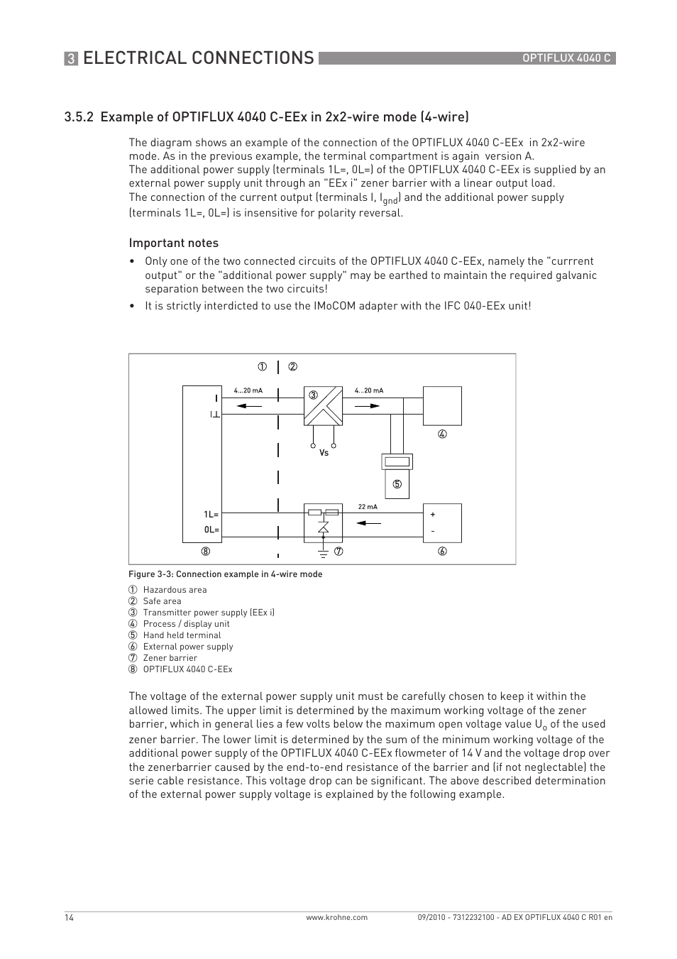 Electrical connections | KROHNE OPTIFLUX 4040 C Ex EN User Manual | Page 14 / 20