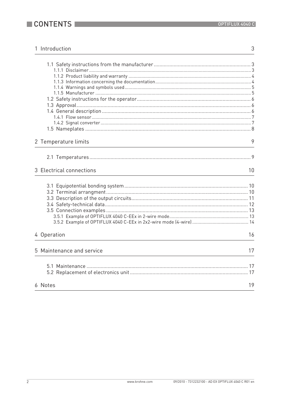 KROHNE OPTIFLUX 4040 C Ex EN User Manual | Page 2 / 20