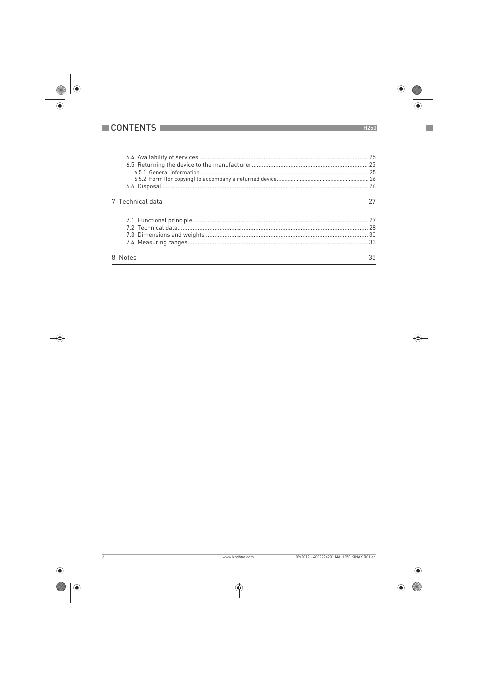 KROHNE H250 M9 ES EN User Manual | Page 4 / 36