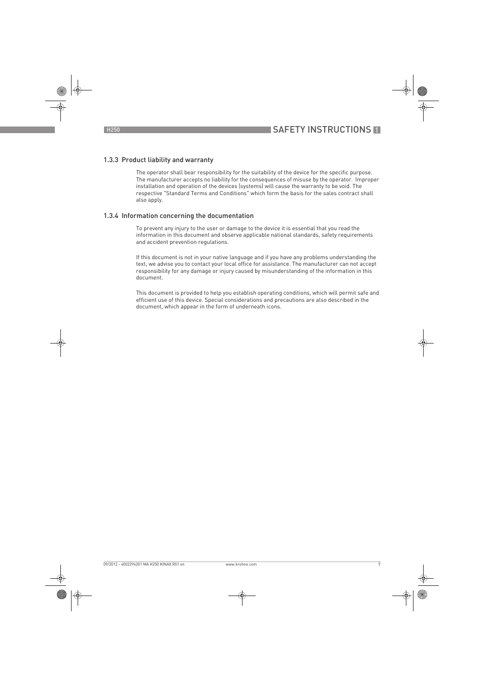 Safety instructions | KROHNE H250 M9 ES EN User Manual | Page 7 / 36