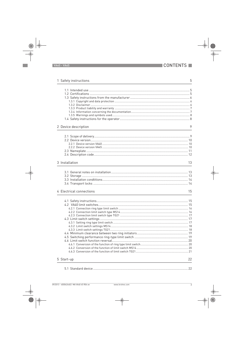 KROHNE VA 40-VA 45 EN User Manual | Page 3 / 36