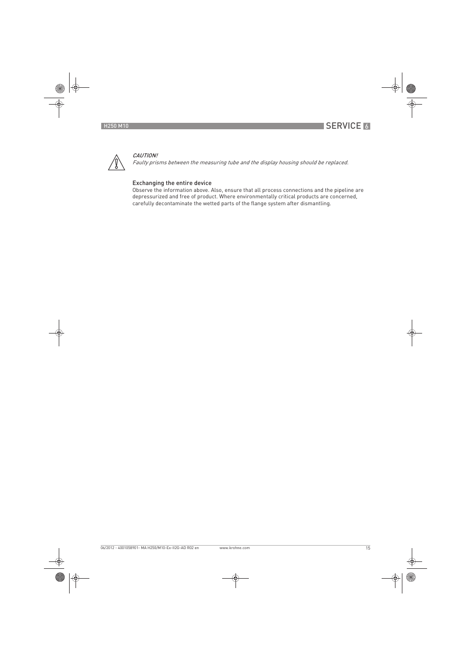 Service | KROHNE H250 M10 ATEX II2G Ex d EN User Manual | Page 15 / 16