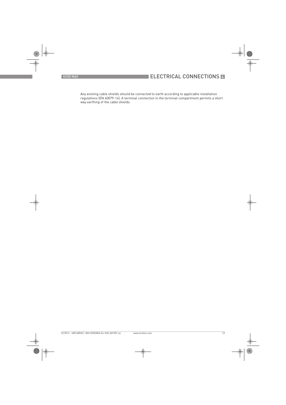 Electrical connections | KROHNE H250 M40 ATEX II3G Ex nA EN User Manual | Page 17 / 20