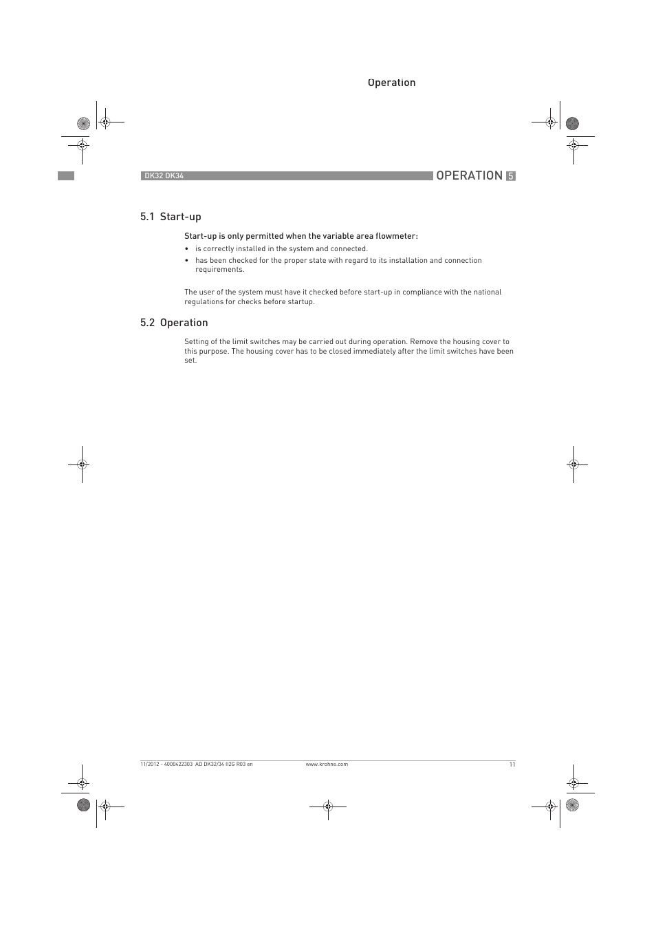 Operation | KROHNE DK 32-DK 34 ATEX II2G Ex i EN User Manual | Page 11 / 16