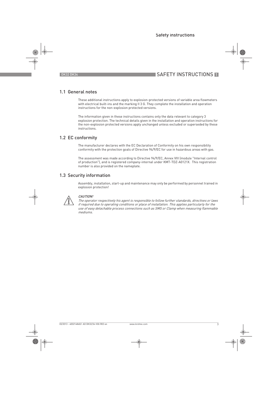 Safety instructions | KROHNE DK 32-DK 34 ATEX II3G Ex nA-ic EN User Manual | Page 3 / 16