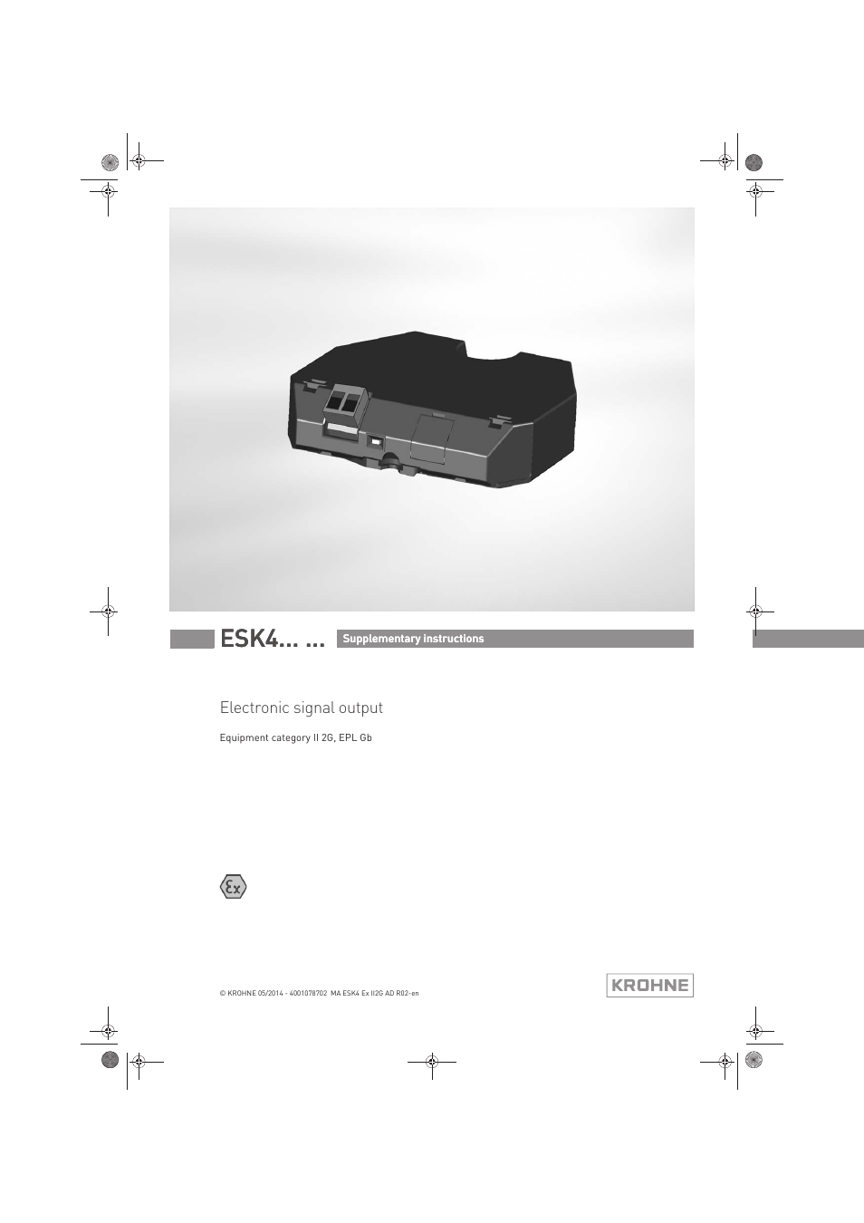 KROHNE ESK4 Ex II2G Ex iEN User Manual | 12 pages