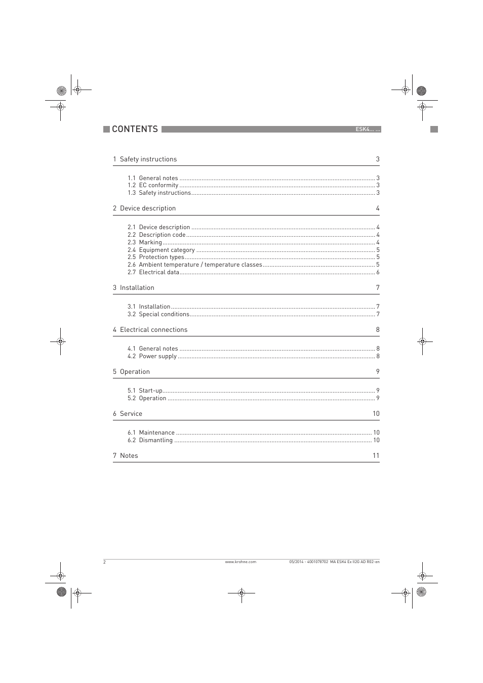 KROHNE ESK4 Ex II2G Ex iEN User Manual | Page 2 / 12