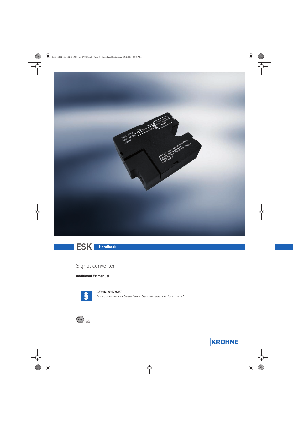 KROHNE ESKII ESK3 PA ATEX II2G Ex i EN User Manual | 12 pages