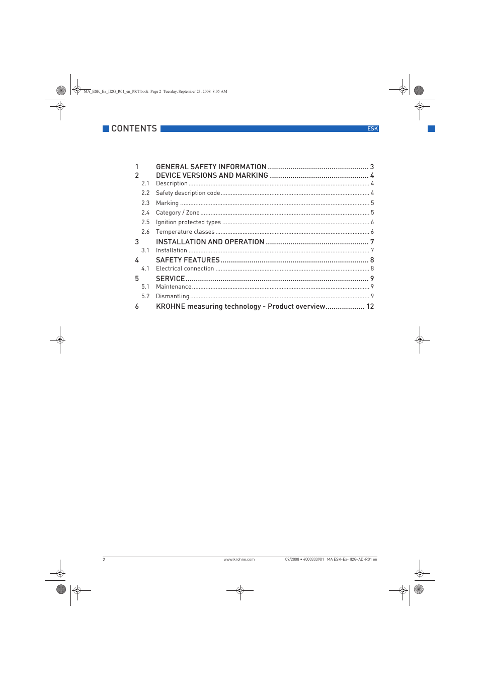KROHNE ESKII ESK3 PA ATEX II2G Ex i EN User Manual | Page 2 / 12