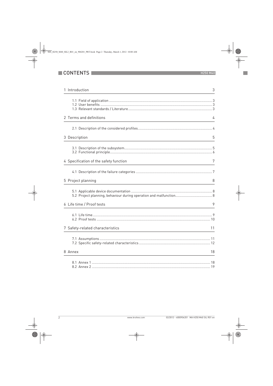 KROHNE H250 M40 Safety V1 EN User Manual | Page 2 / 20