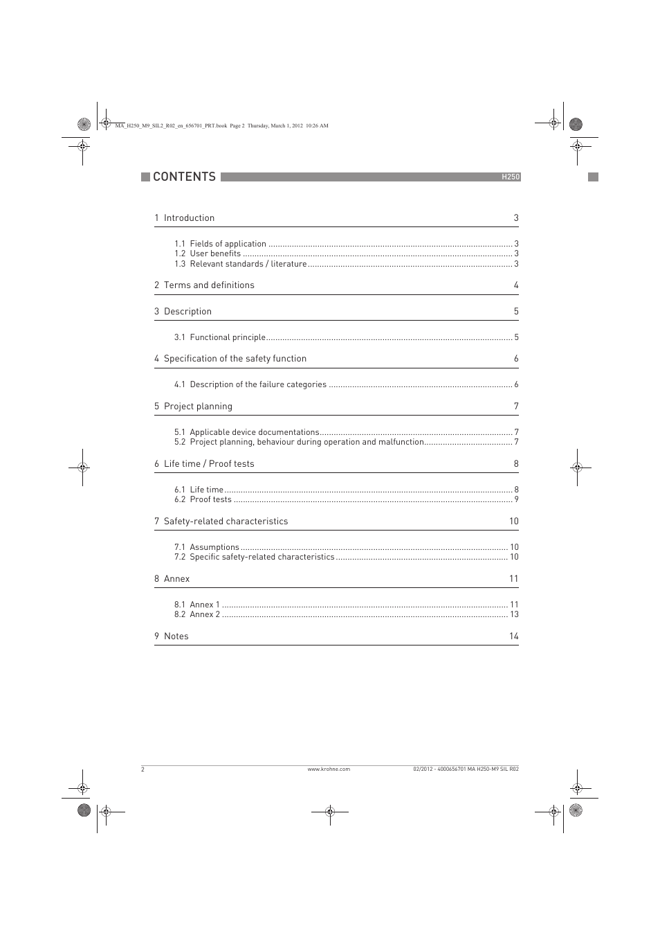 KROHNE H250 M9 Safet V1 EN User Manual | Page 2 / 16