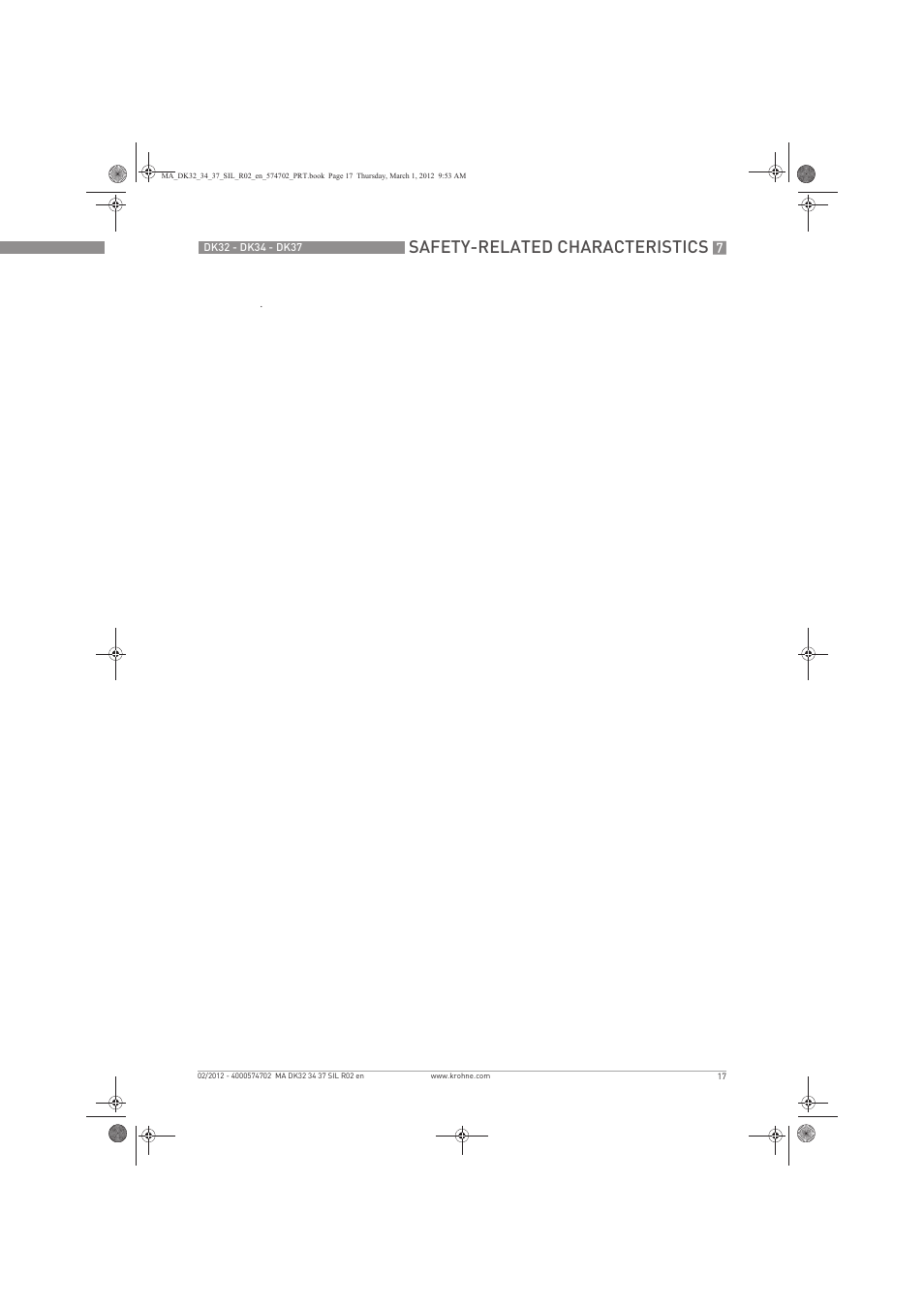 Safety-related characteristics | KROHNE DK 32-DK 34-DK 37 Safety V1 EN User Manual | Page 17 / 20