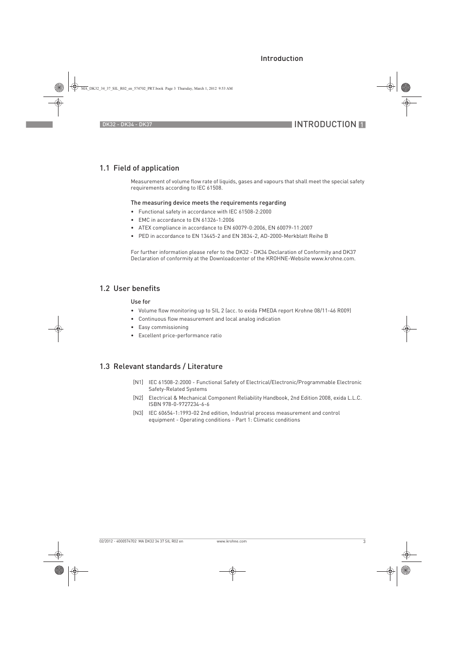 Introduction | KROHNE DK 32-DK 34-DK 37 Safety V1 EN User Manual | Page 3 / 20