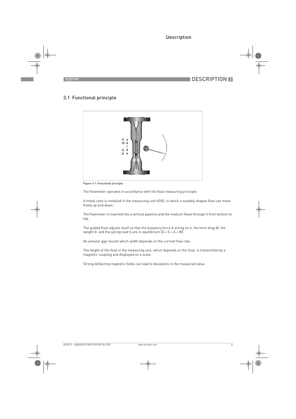 Description, Description 3.1 functional principle | KROHNE H250 M9 Safet V2 EN User Manual | Page 5 / 16