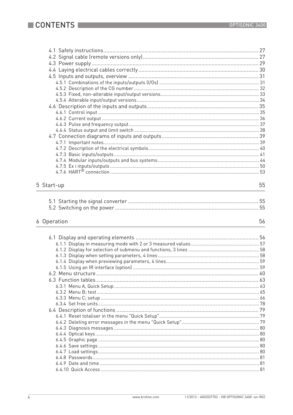KROHNE OPTISONIC 3400 EN User Manual | Page 4 / 144