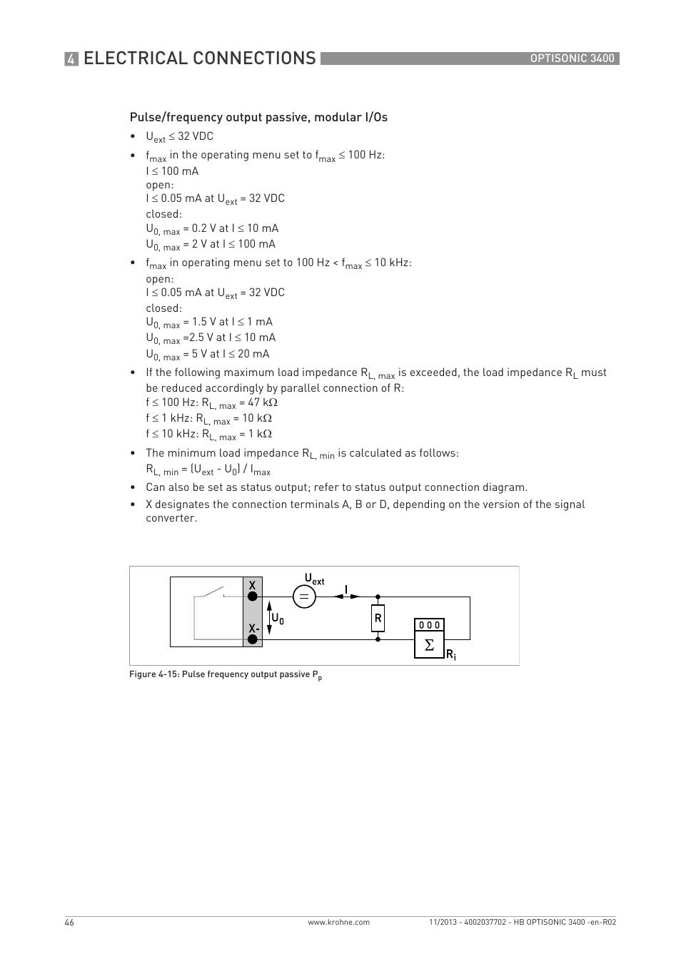 Electrical connections | KROHNE OPTISONIC 3400 EN User Manual | Page 46 / 144