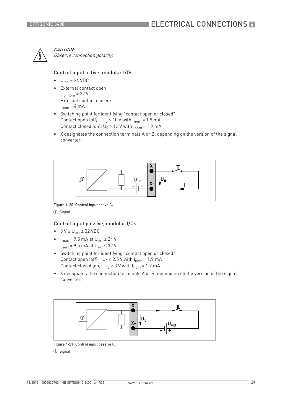 Electrical connections | KROHNE OPTISONIC 3400 EN User Manual | Page 49 / 144