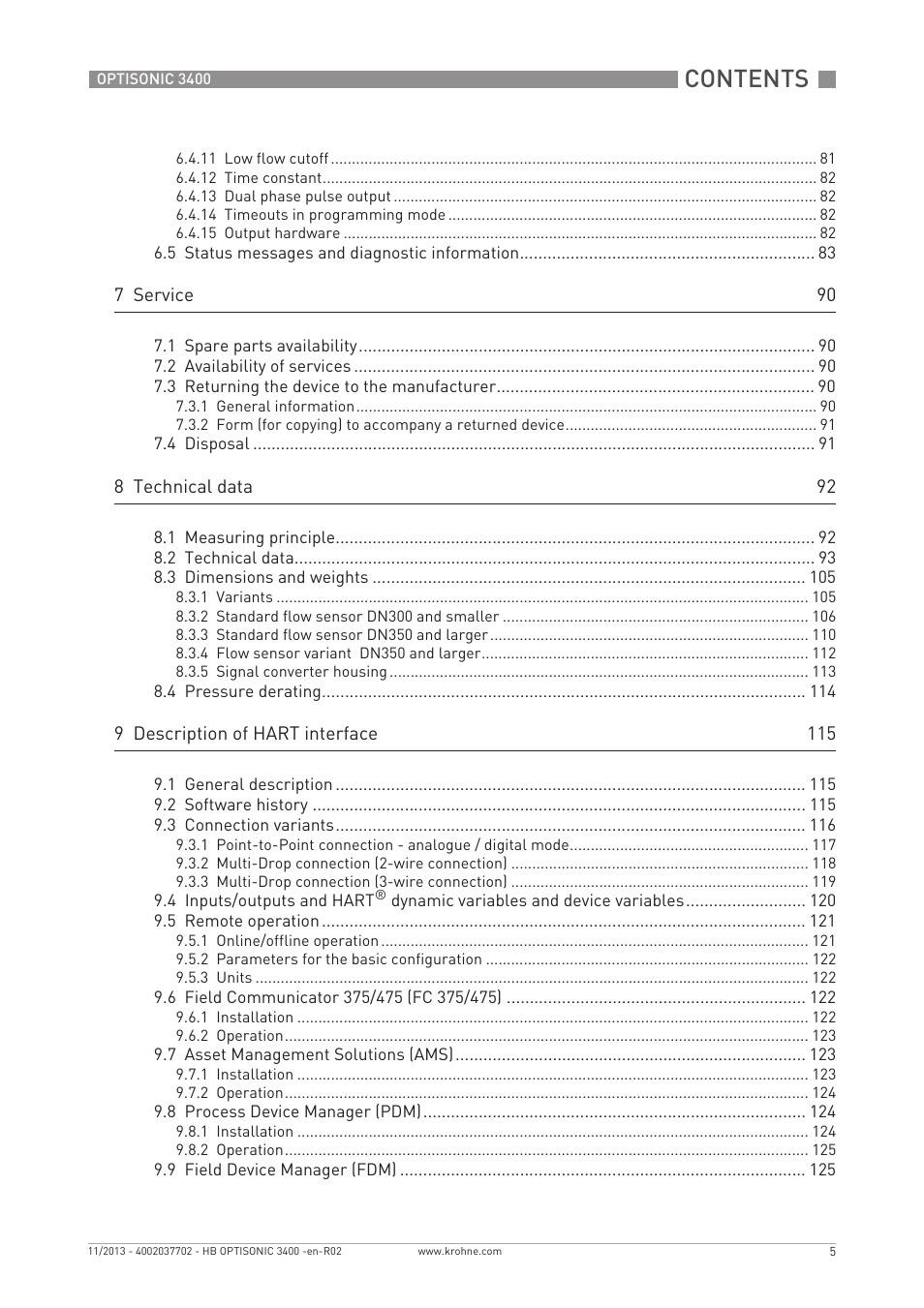 KROHNE OPTISONIC 3400 EN User Manual | Page 5 / 144