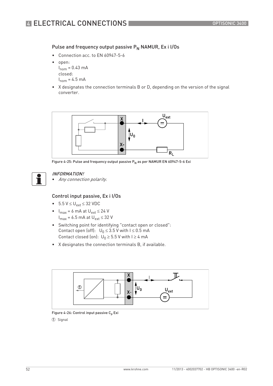 Electrical connections | KROHNE OPTISONIC 3400 EN User Manual | Page 52 / 144